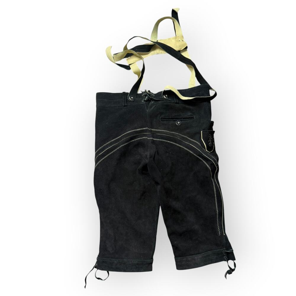 Men’s Black Leather Lederhosen Size XL 40 Waist German Bavarian Oktoberfest - Picture 3 of 11